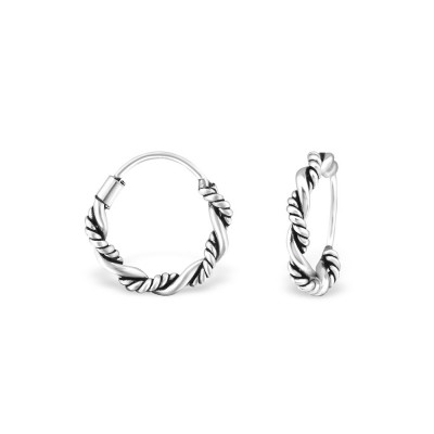 Silver 12mm Bali Hoops