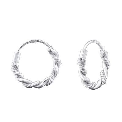 Silver Twisted 12mm Bali Hoops