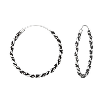 Silver Twisted 30mm Bali Hoops