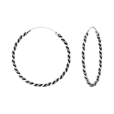 Silver 40mm Bali Hoops