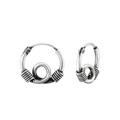 Silver 12mm Bali Hoops