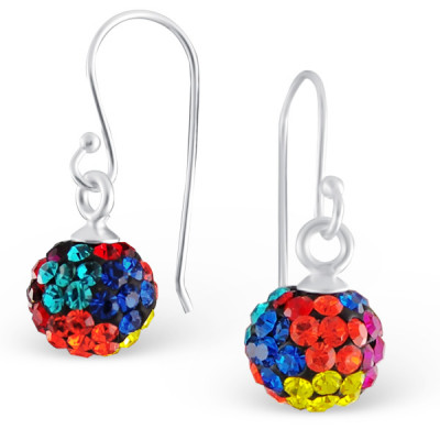 Crystal Ball Sterling Silver Earrings with Crystal