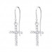 Silver Cross Earrings with Crystal