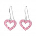 Silver Heart Earrings with Crystal