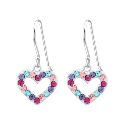 Heart Sterling Silver Earrings with Crystal