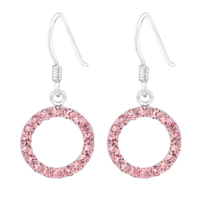 Silver Round Earrings with Crystal