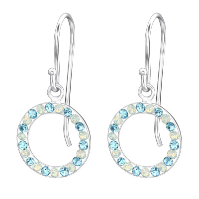 Silver Circle Earrings with Crystal