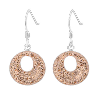 Silver Round Earrings with Crystal