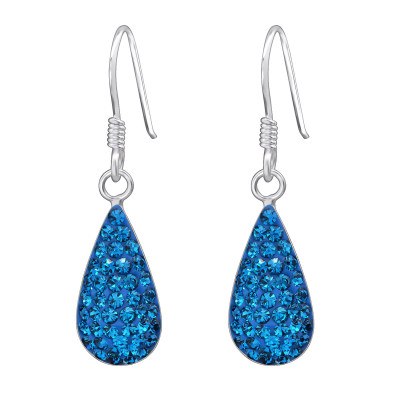 Silver Drop Earrings with Crystal