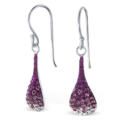 Drop Sterling Silver Earrings with Crystal