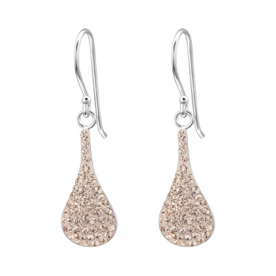 Silver Pear Earrings with Genuine European Crystals