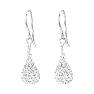 Silver Drop Earrings with Crystal