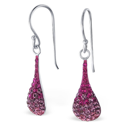 Drop Sterling Silver Earrings with Crystal