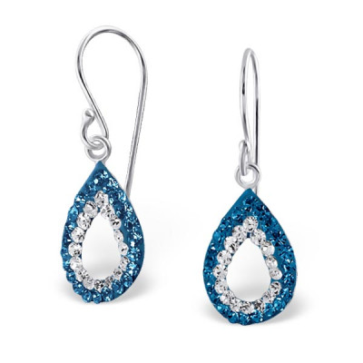 Drop Sterling Silver Earrings with Crystal