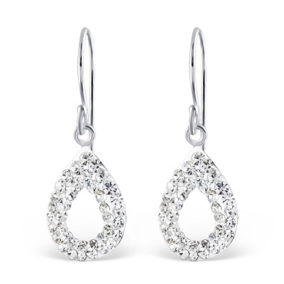 Drop Sterling Silver Earrings with Crystal