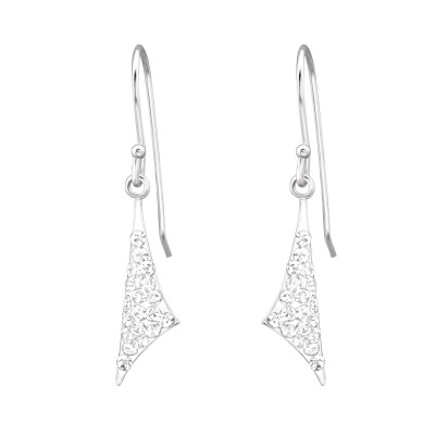 Silver Triangle Earrings with Crystal