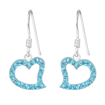 Heart Sterling Silver Earrings with Crystal