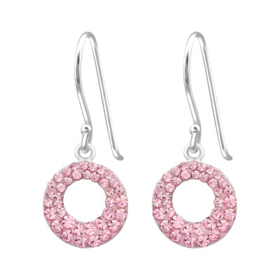 Silver Round Earrings with Crystal