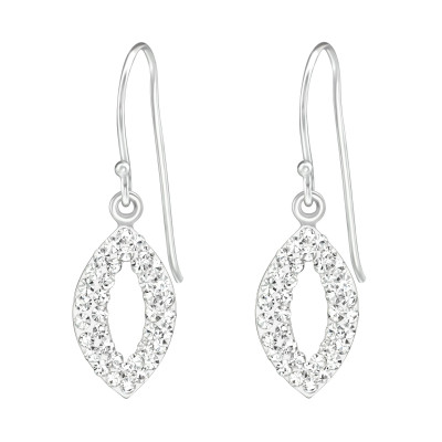 Silver Oval Earrings with Crystal