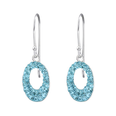 Oval Sterling Silver Earrings with Crystal