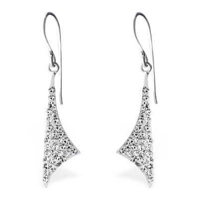 Sharp Sterling Silver Earrings with Crystal