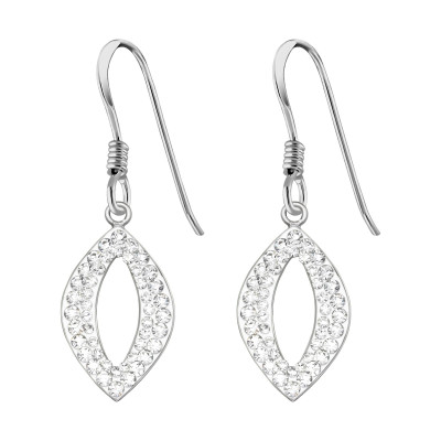 Silver Marquise Earrings with Crystal