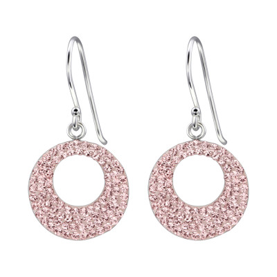 Silver Circle Earrings with Genuine European Crystals