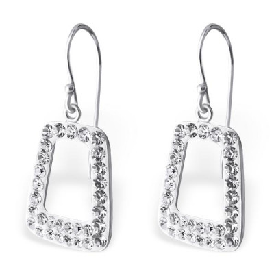 Trapezoid Sterling Silver Earrings with Crystal