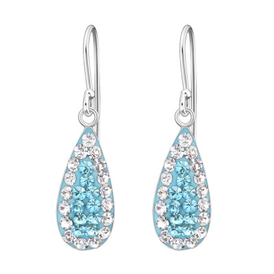 Silver Drop Earrings with Crystal