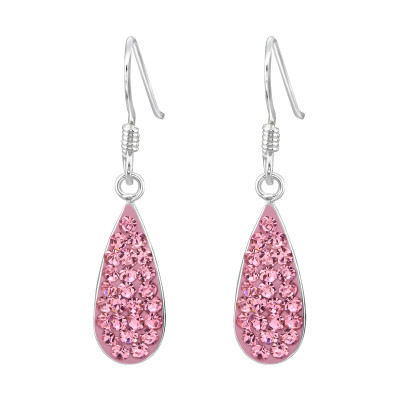 Silver Drop Earrings with Crystal