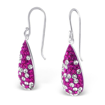 Drop Sterling Silver Earrings with Crystal