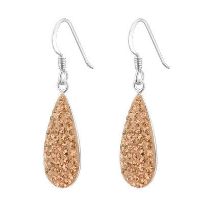 Silver Drop Earrings with Crystal