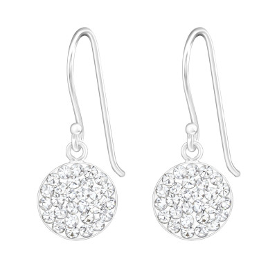 Silver Round Earrings with Crystal