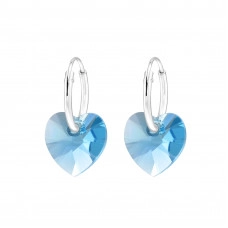 Heart Sterling Silver Earrings with Genuine European Crystal