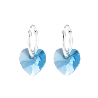 Heart Sterling Silver Earrings with Genuine European Crystal