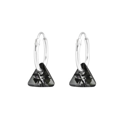 Triangle Sterling Silver Earrings with Genuine European Crystal