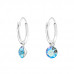 Silver Ear Hoops with Hanging Round Crystal