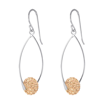 Silver Ova Ball Earrings with Crystal