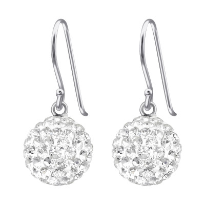 Silver Round Earrings with Crystal