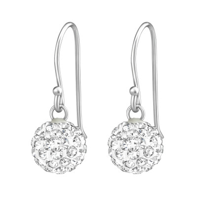 Round Sterling Silver Earrings with Crystal