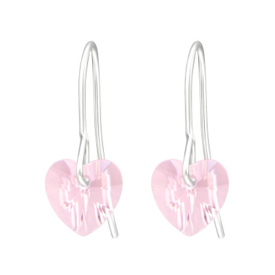 Silver Hearts Earrings with Crystal