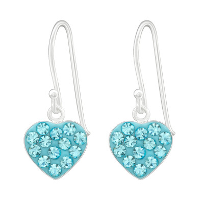 Silver Heart Earrings with Crystal