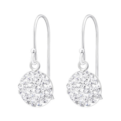 Silver Round Earrings with Crystal