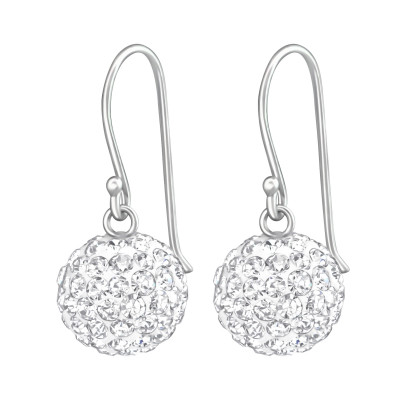 Silver Crystal Ball Earrings with Crystal