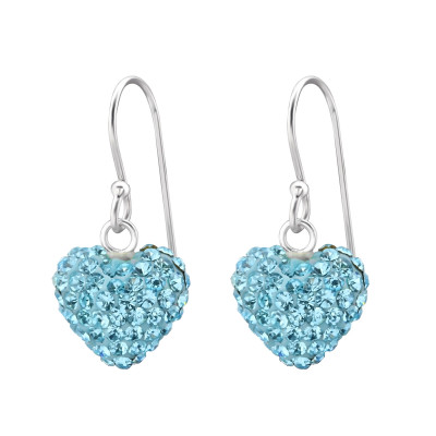 Silver Heart Earrings with Crystal