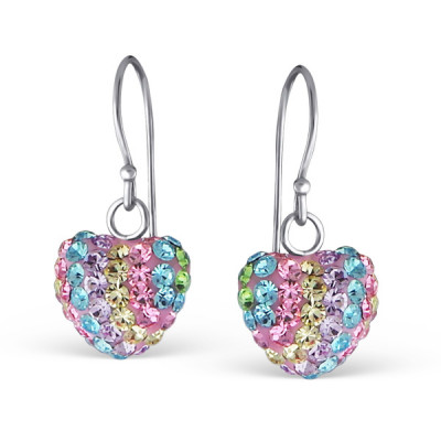 Heart Sterling Silver Earrings with Crystal