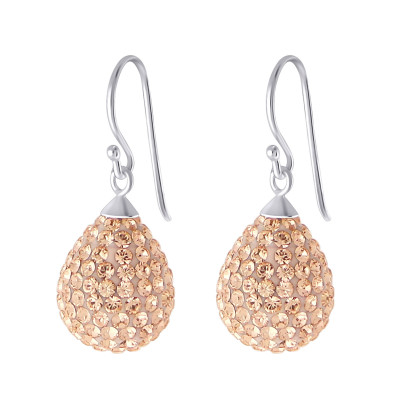 Drop Sterling Silver Earrings with Crystal