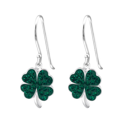 Clover Sterling Silver Earrings with Crystal