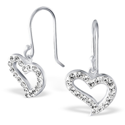 Heart Sterling Silver Earrings with Crystal