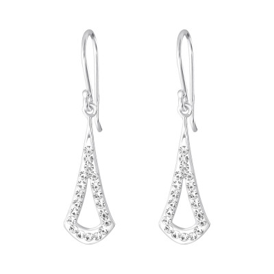 Silver Triangle Earrings with Crystal